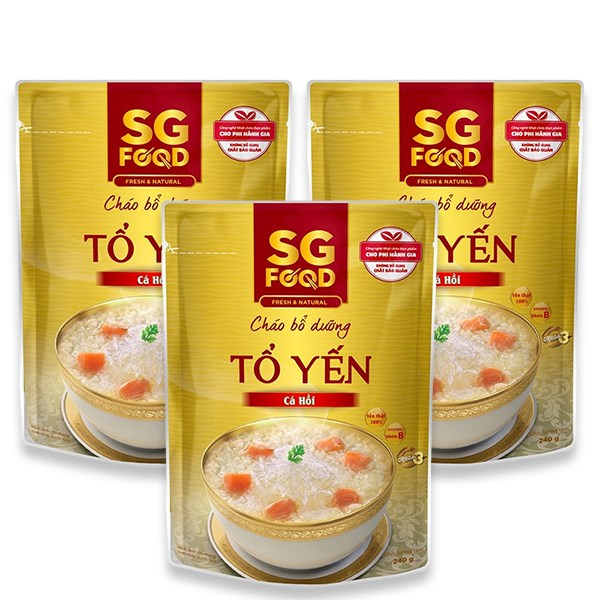 Combo 3 Gói Cháo Bổ Dưỡng Sg Food Vị Tổ Yến, Cá Hồi 240G (Từ 10 Tháng)