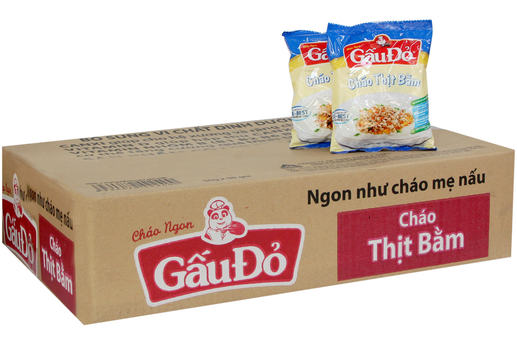 Cháo ngon Gấu Đỏ hương vị cháo thịt bằm 50g (thùng 30 gói)