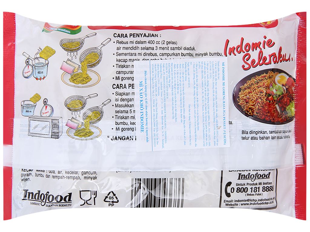 Mì xào khô Indomie Mi Goreng Rasa Iga Penyet vị sườn gói 80g 4