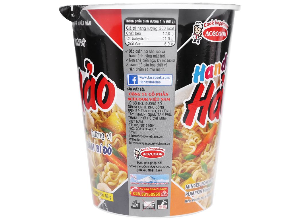 Mì Handy Hảo Hảo thịt bằm bí đỏ ly 68g 6