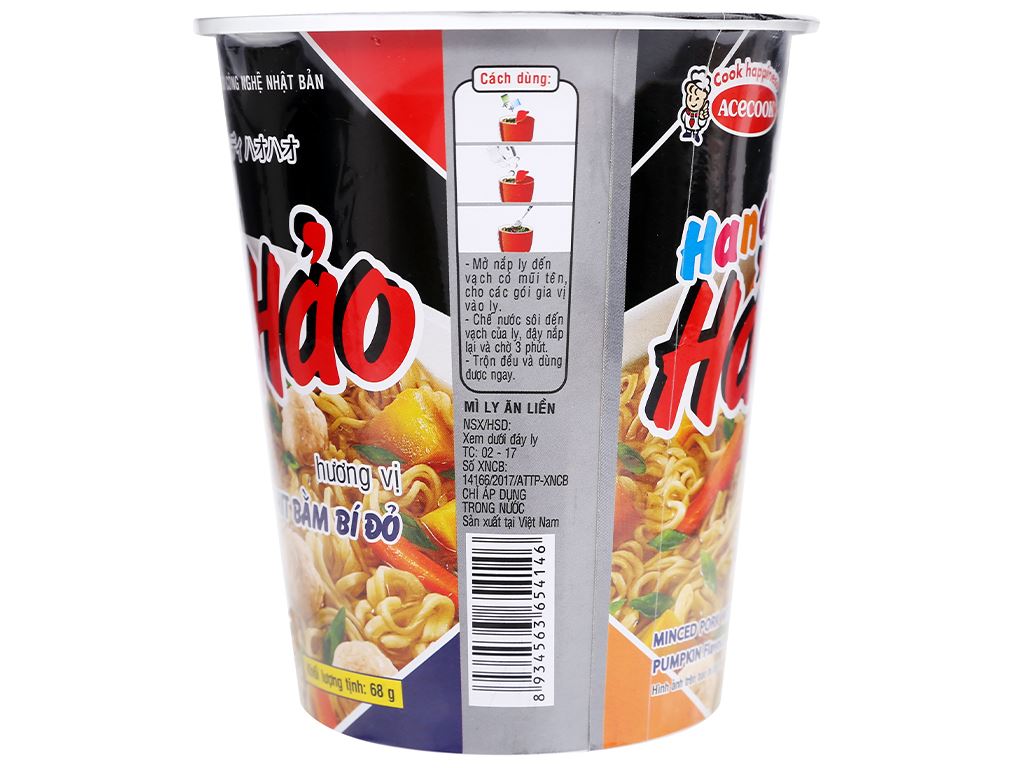 Mì Handy Hảo Hảo thịt bằm bí đỏ ly 68g 7