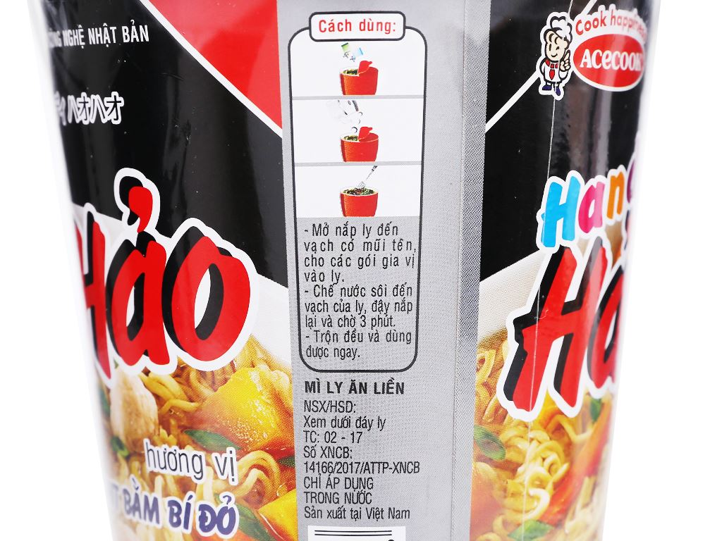 Mì Handy Hảo Hảo thịt bằm bí đỏ ly 68g 10