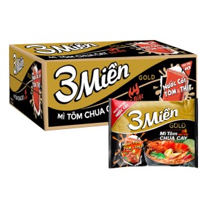 Thùng 30 gói mì 3 Miền Gold tôm chua cay đặc biệt 75g