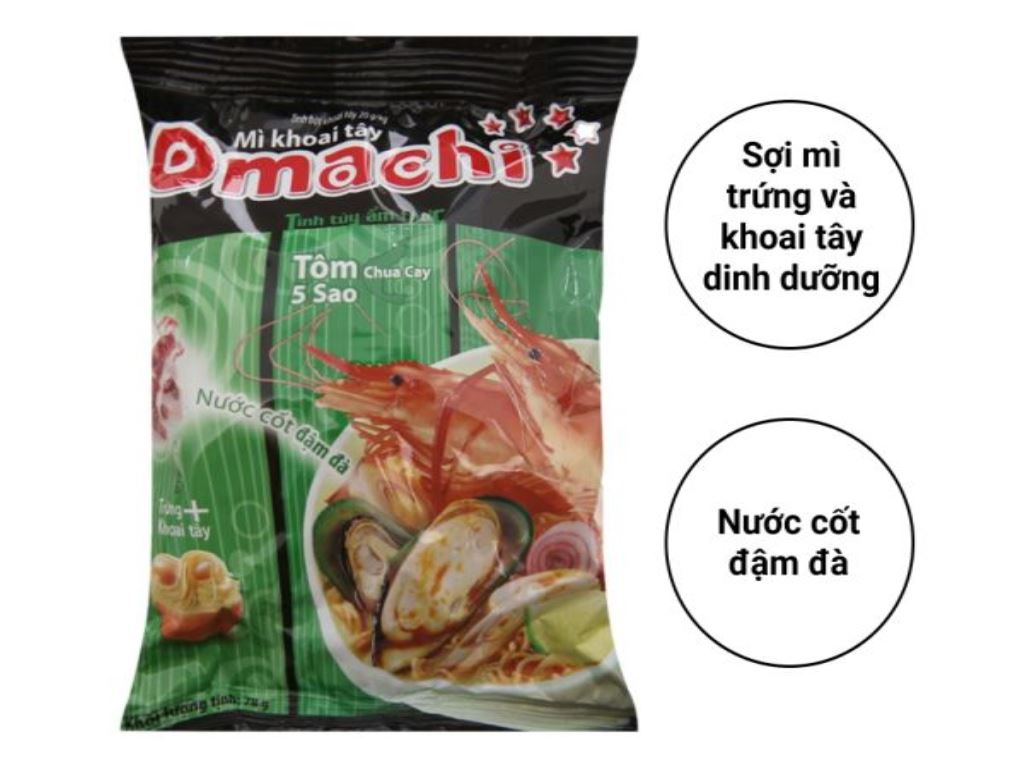 Mì khoai tây Omachi tôm chua cay 5 sao gói 78g 2