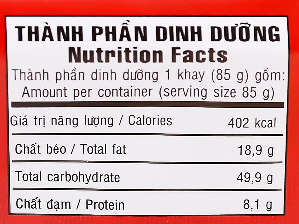 Thùng 18 khay mì xào Táo Quân vị thịt bằm xốt cà 85g 12