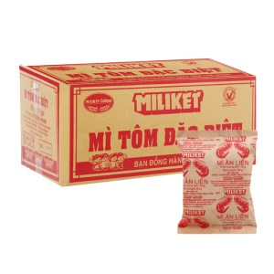 Thùng 100 gói mì tôm đặc biệt Miliket giấy vàng 65g