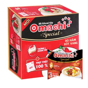 Thùng 30 gói mì khoai tây Omachi Special bò hầm xốt vang 92g