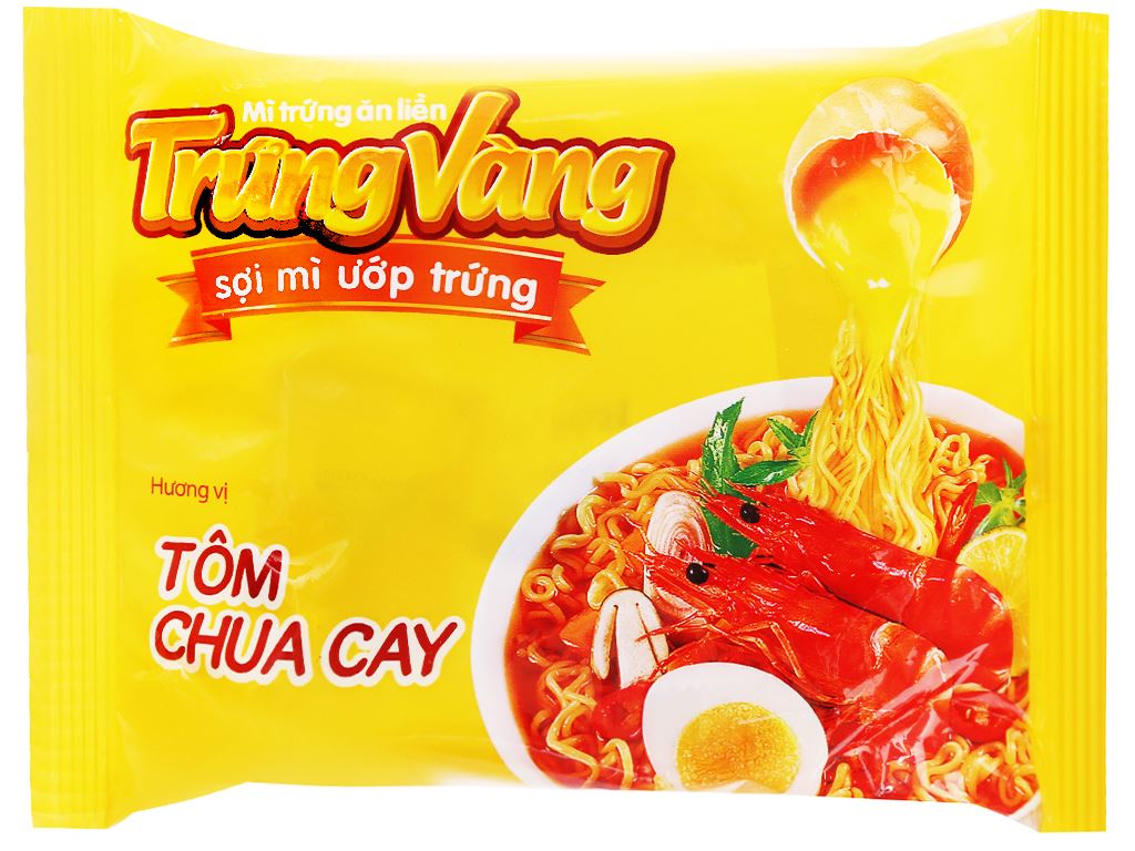 Thùng 30 gói mì Trứng Vàng tôm chua cay 65g 6