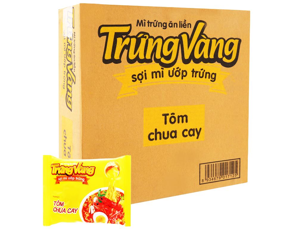 Thùng 30 gói mì Trứng Vàng tôm chua cay 65g 1