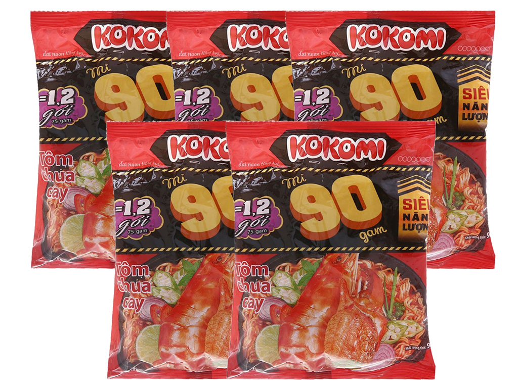 5 gói mì Kokomi 90 tôm chua cay 90g tại Bách hoá XANH