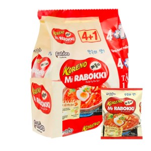 Lốc 5 gói mì xào cay Koreno Rabokki 102g