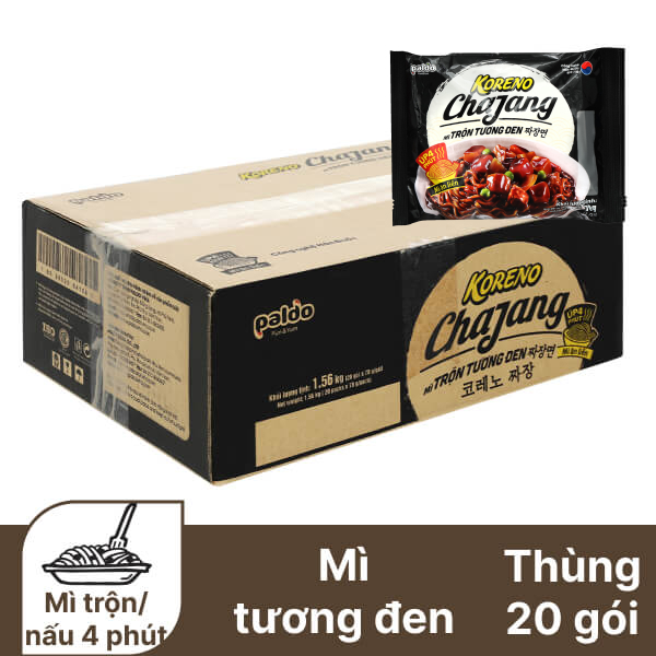 Thùng 20 gói mì trộn tương đen Koreno 78g