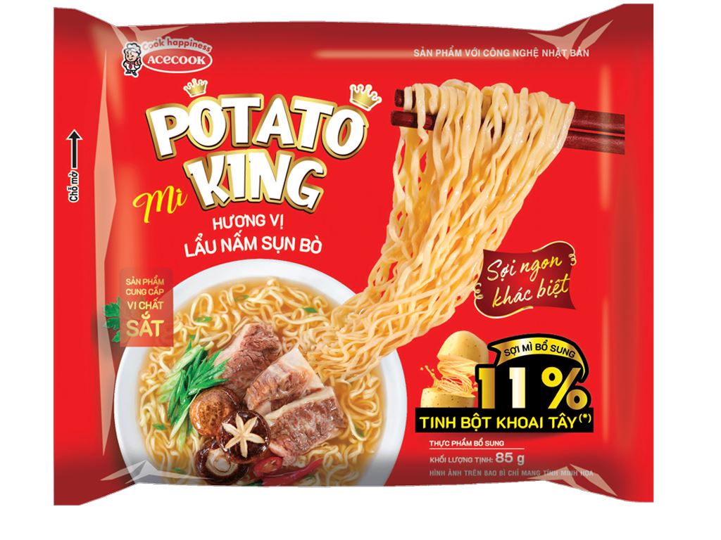 Mì Potato King vị lẩu nấm sụn bò gói 85g 1