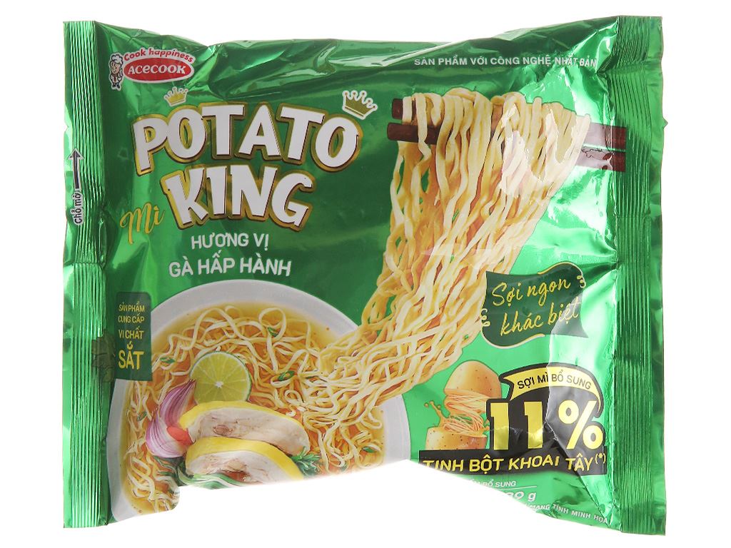 Mì Potato King vị gà hấp hành gói 89g 2