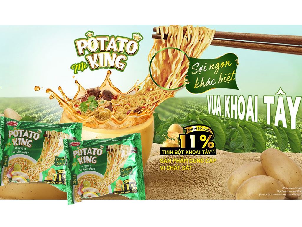 Mì Potato King vị gà hấp hành gói 89g 3