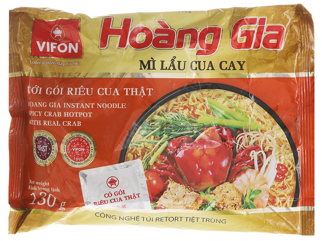 Thùng 18 gói mì lẩu cua Vifon Hoàng Gia 130g Bách Hóa XANH
