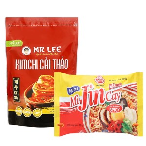 Mì Jin cay Ottogi Mini 80g và kim chi cải thảo Mr. Lee 300g