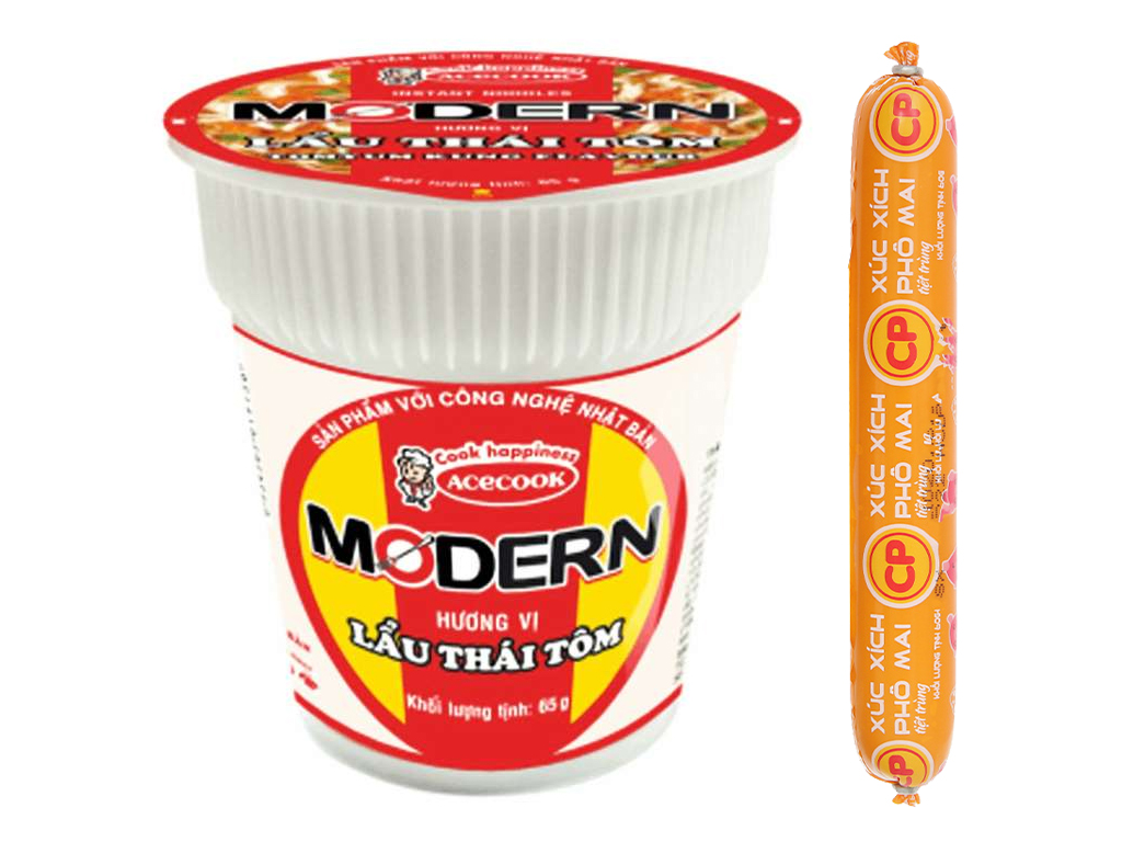 Mì Modern lẩu Thái 65g và xúc xích C.P tại Bách hóa XANH