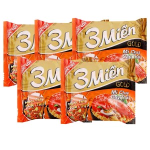 5 gói mì 3 Miền Gold chua cay Thái 75g