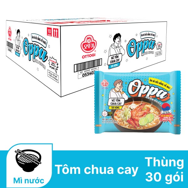 Thùng 30 gói mì Oppa tôm chua cay Ottogi 65g