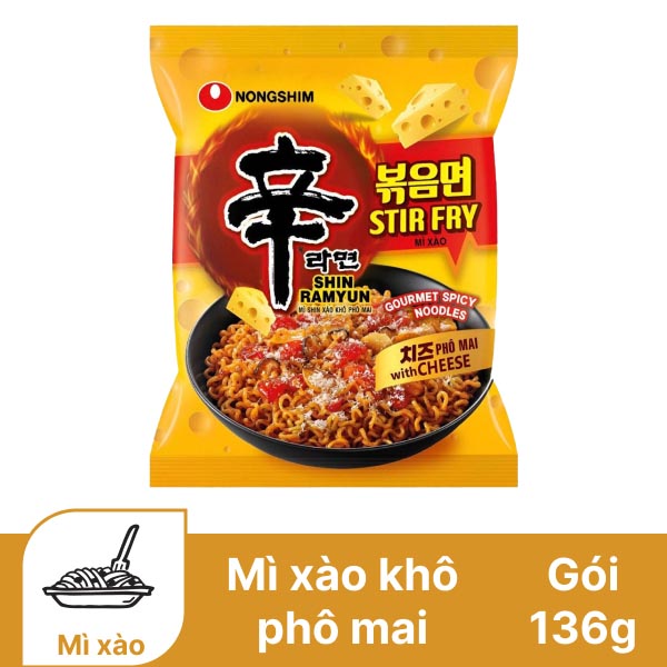 Mì xào Nongshim Shin Ramyun vị phô mai gói 136g