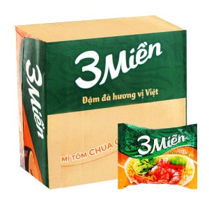 Thùng 30 gói mì 3 Miền tôm chua cay 65g