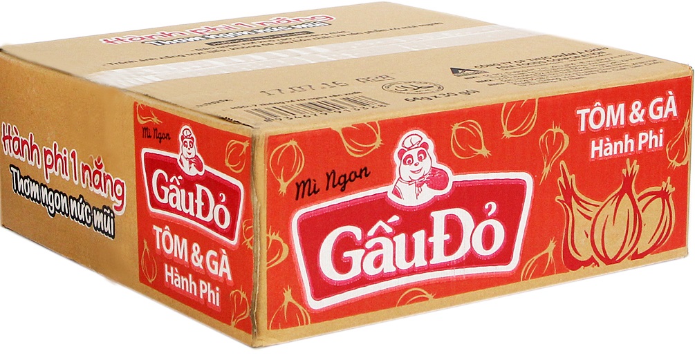 Mì Gấu Đỏ hương vị Tôm và Gà hành phi gói 64g (thùng 30 gói)