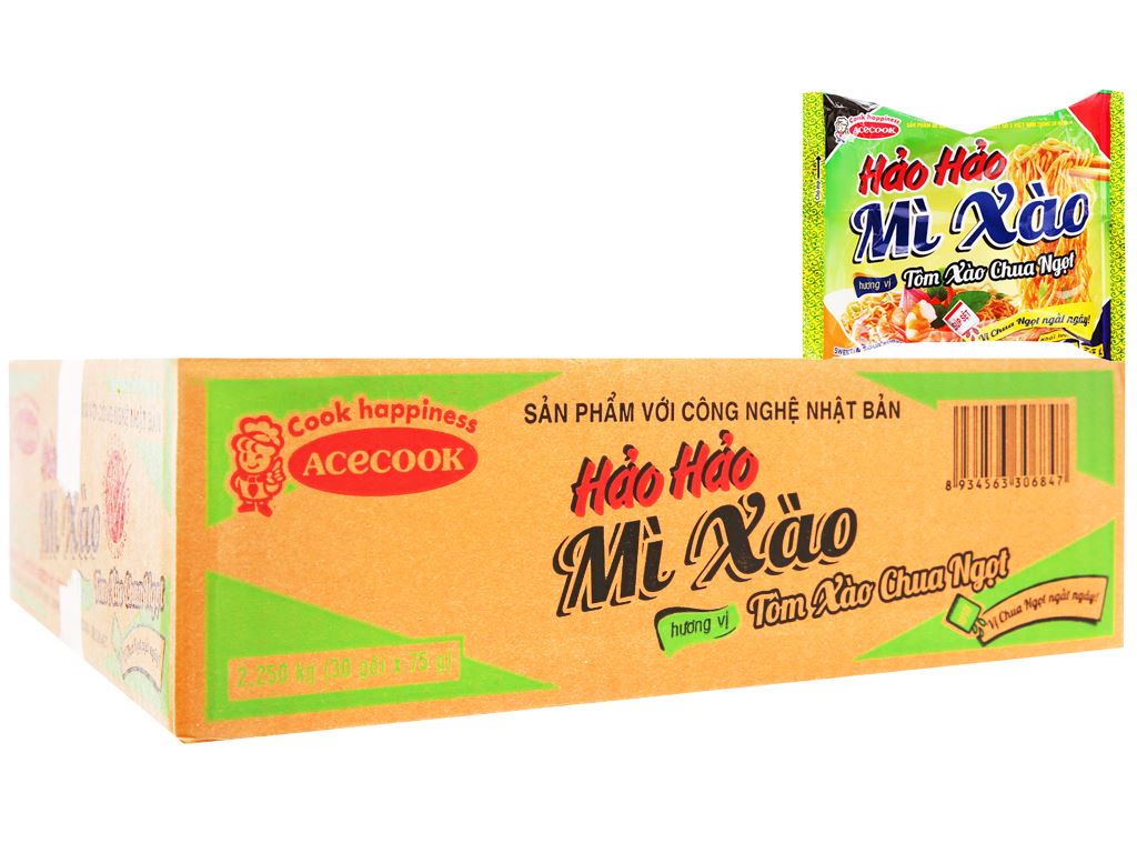 Thùng 30 gói mì xào Hảo Hảo tôm xào chua ngọt 75g 1