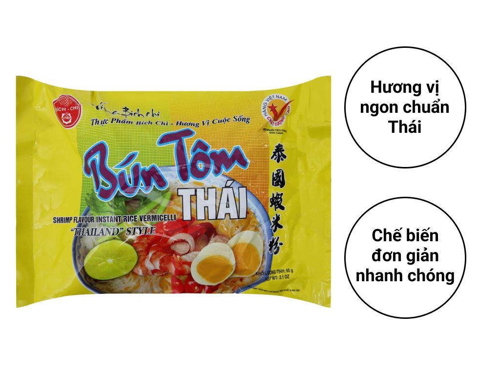 Thùng 30 gói bún tôm Thái Vina Bích Chi 60g 2
