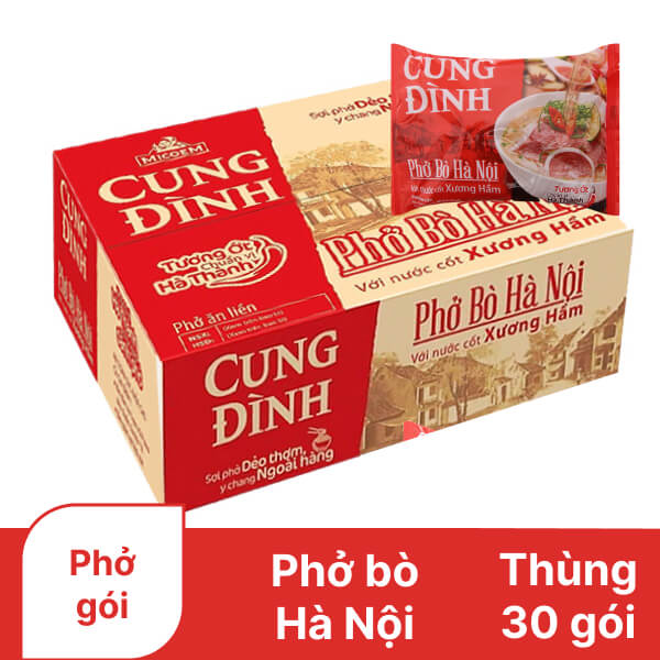 Thùng 30 gói phở bò Cung Đình Hà Nội 68g