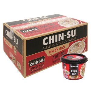 Thùng 12 hộp phở bò Chinsu 132g (có gói thịt bò thật)
