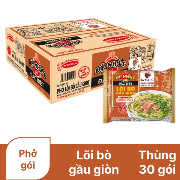 Thùng 30 gói phở Đệ Nhất đặc biệt lõi bò gầu giòn 67g