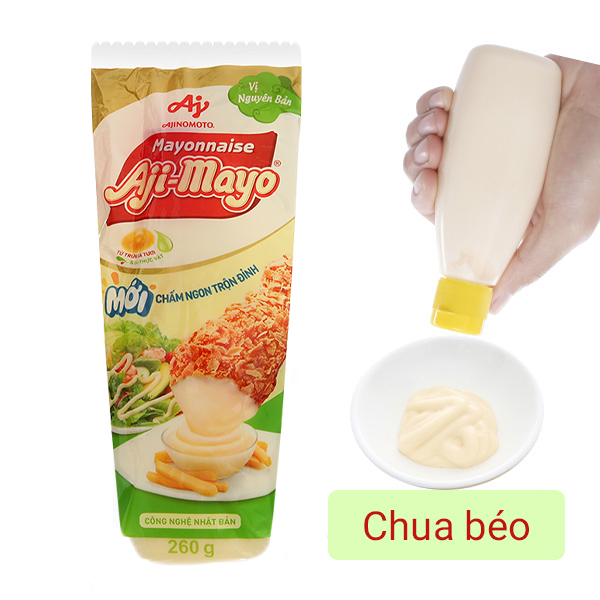 Xốt mayonnaise Ajinomoto vị chua béo chai 260g 0