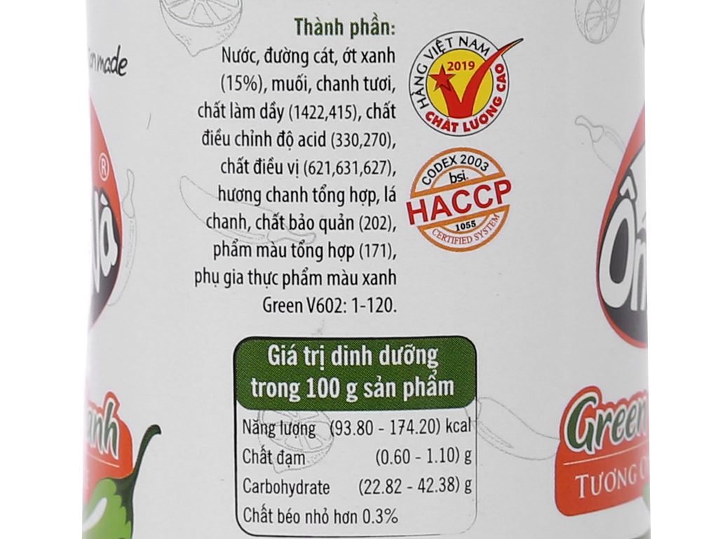Tương ớt xanh Ông Chà Và chai 210g 4