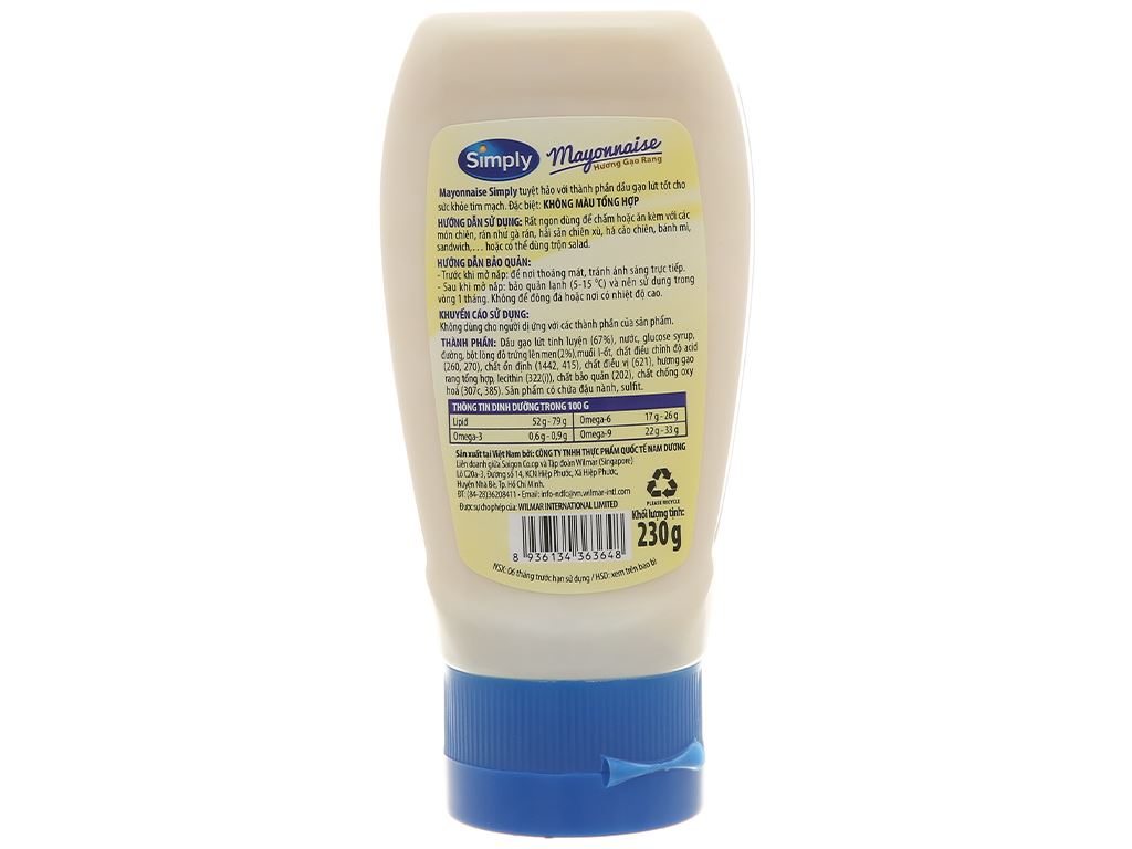 Xốt mayonnaise Simply hương gạo rang chai 230g 3