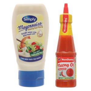 Tương ớt Nam Dương cay vừa 255g & xốt mayonnaise Simply vị gạo rang 230g