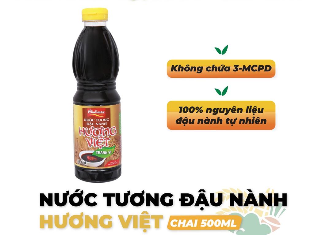 Nước tương đậu nành thanh vị Hương Việt chai 500ml 2