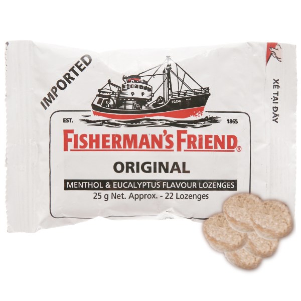 Kẹo cay Con Tàu Fisherman's Friend không đường vị nguyên bản gói 25g