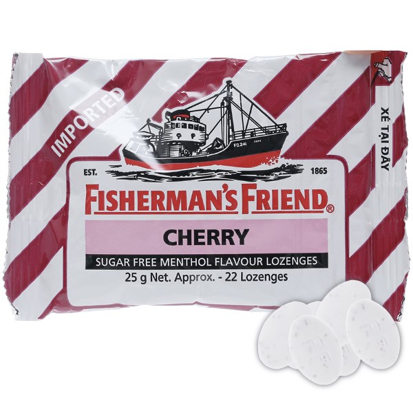 Kẹo cay Con Tàu Fisherman's Friend không đường vị cherry 