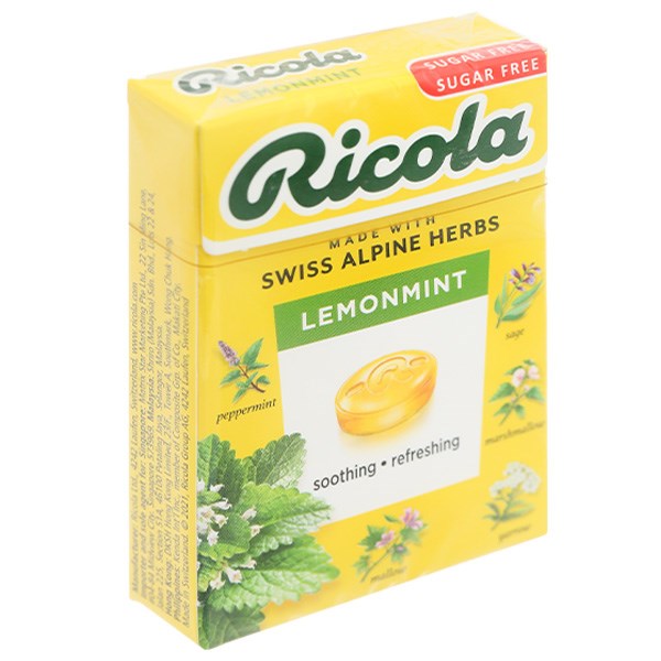 Kẹo Thảo Mộc Ricola Alpine Herbs Lemonmint không đường 40g