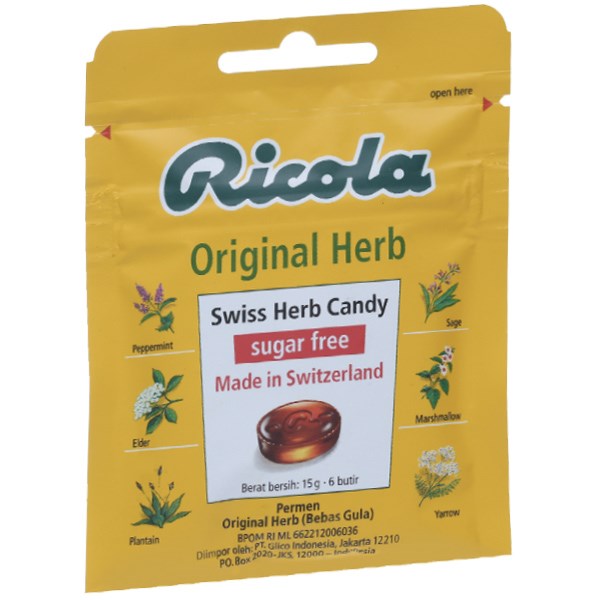 Kẹo ngậm ho thảo mộc Ricola Original Herb không đường gói 15g