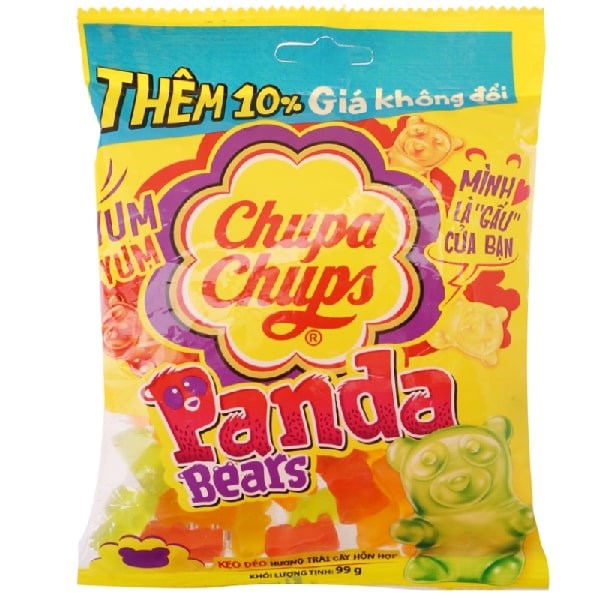 Kẹo Dẻo Chupa Chups Panda Bears Hương Trái Cây Gói 99G (Từ 3 Tuổi)