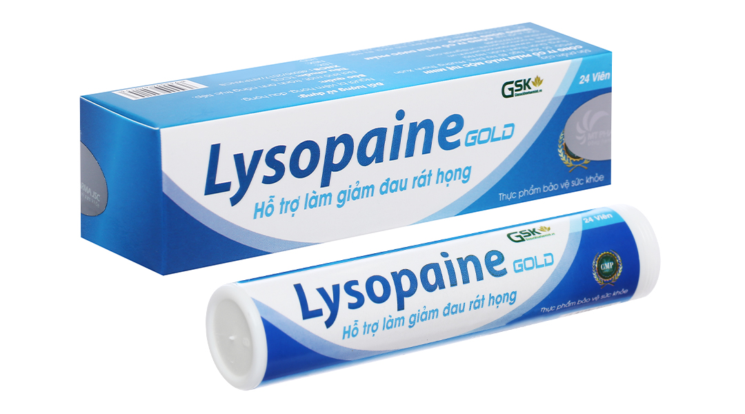 Viên ngậm giảm đau họng Lysopaine Gold tuýp 24 viên