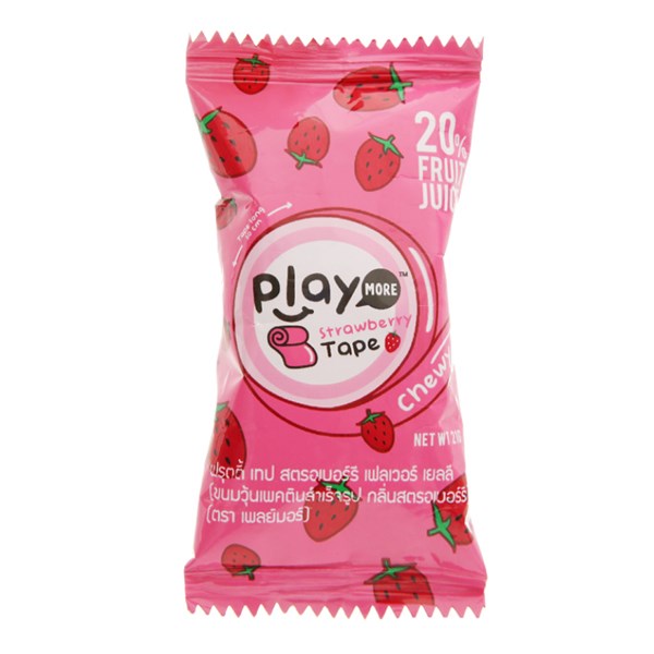 Kẹo dẻo cuộn PlayMore hương dâu gói 21g (từ 3 tuổi)
