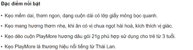 Đặc điểm nổi bật Kẹo dẻo cuộn PlayMore hương dâu gói 21g