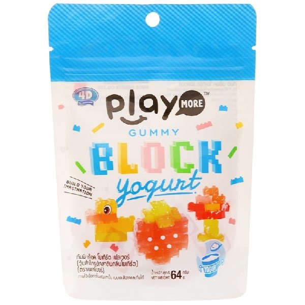 Kẹo dẻo PlayMore Block hương sữa chua gói 64g (từ 3 tuổi) - AVAKids.com