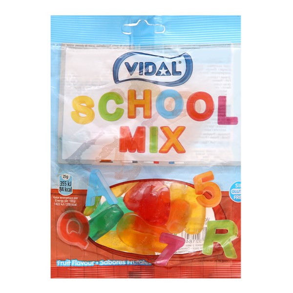 Kẹo dẻo Vidal School Mix hương trái cây gói 100g (từ 3 tuổi)