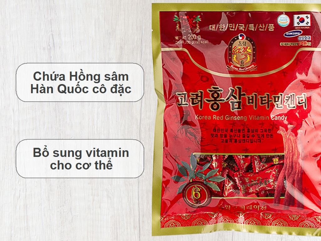 Kẹo hồng sâm Vitamin gói 200g 2