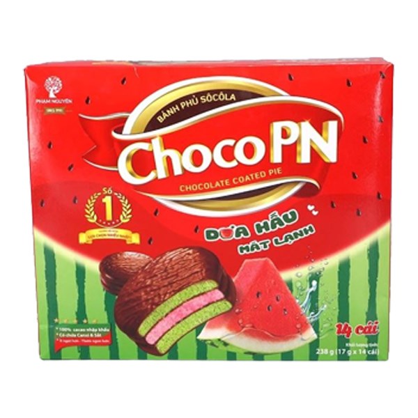 Bánh chocopie vị dưa hấu Choco PN hộp 14 cái 238g (từ 1 tuổi)