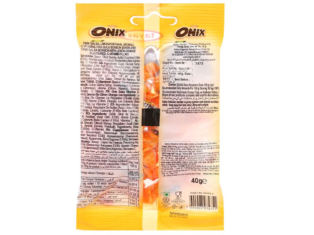 Kẹo vị chanh cam và vitamin C Onix gói 40g 3